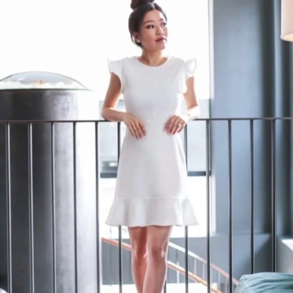 Express White Ruffle Mini Dress